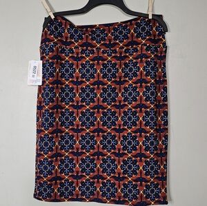 💜Lularoe Cassie Pencil Skirt 2XL Orange Blue Floral Des🌷